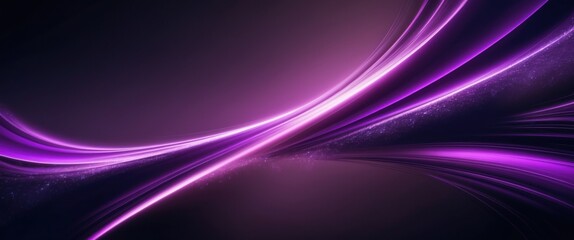 Obraz premium Elegant abstract design featuring smooth purple waves and glowing light against a dark backdrop, ideal for backgrounds and modern digital art uses.