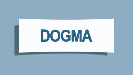 Dogma. A card isolated on blue background.