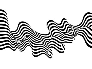 Abstract wave background, black and white wavy stripes or lines design. Optical art.