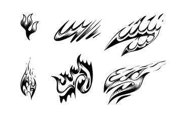Outline Flame Set Hand Drawn Vector Image