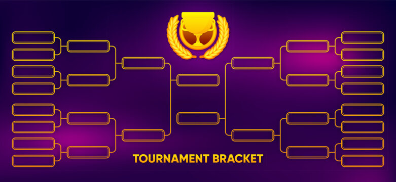 Tournament Bracket blank. Sport game tournament championship contest. Board chart with champion trophy prize. Vector illustration.