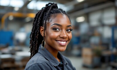 Young Black Woman Welder Vocation Blue Collar Worker
