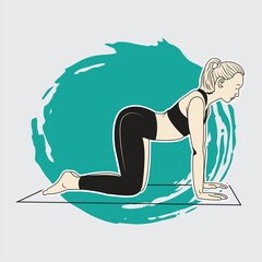 Yoga fitness Women Silhouettes Poses Vector Illustrations