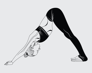 Yoga fitness Women Silhouettes Poses Vector Illustrations