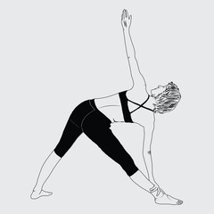 Yoga fitness Women Silhouettes Poses Vector Illustrations