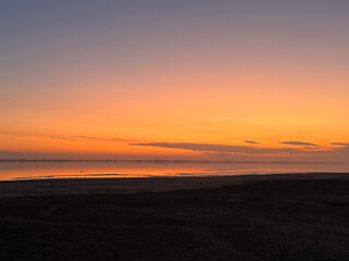 atardecer, naranjas, sol , playa colores