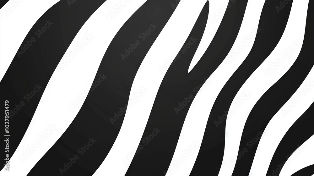 Poster a close-up image of a zebra's striped pattern on a black and white background