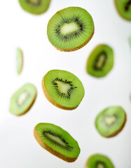 Fototapeta premium kiwi slices, on a white background