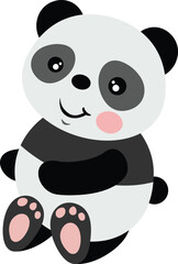 Cute panda sitting isolated on white