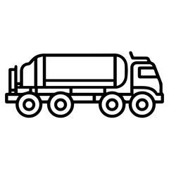 fuel tanker icon or modern line symbol. Vector line art and icon design with bold outline. Black and white Pixel Perfect minimalistic symbol isolated white background. Silhouette simple thin sign
