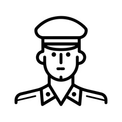 commandant icon or modern line symbol. Vector line art and icon design with bold outline. Black and white Pixel Perfect minimalistic symbol isolated white background. Silhouette simple thin sign