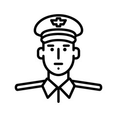 commandant icon or modern line symbol. Vector line art and icon design with bold outline. Black and white Pixel Perfect minimalistic symbol isolated white background. Silhouette simple thin sign