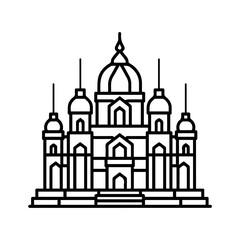 temple icon or modern line symbol. Vector line art and icon design with bold outline. Black and white Pixel Perfect minimalistic symbol isolated white background. Silhouette simple thin sign