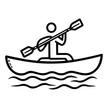 recommend clip art: kayak icon or modern line symbol. Vector line art and icon design with bold outline. Black and white Pixel Perfect minimalistic symbol isolated white background. Silhouette simple thin sign