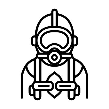 recommend clip art: diver icon or modern line symbol. Vector line art and icon design with bold outline. Black and white Pixel Perfect minimalistic symbol isolated white background. Silhouette simple thin sign