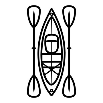 recommend clip art: kayak icon or modern line symbol. Vector line art and icon design with bold outline. Black and white Pixel Perfect minimalistic symbol isolated white background. Silhouette simple thin sign