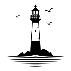 lighthouse icon or modern line symbol. Vector line art and icon design with bold outline. Black and white Pixel Perfect minimalistic symbol isolated white background. Silhouette simple thin sign