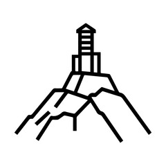 quarry icon or modern line symbol. Vector line art and icon design with bold outline. Black and white Pixel Perfect minimalistic symbol isolated white background. Silhouette simple thin sign