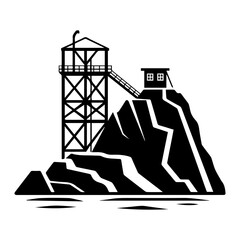 quarry icon or modern line symbol. Vector line art and icon design with bold outline. Black and white Pixel Perfect minimalistic symbol isolated white background. Silhouette simple thin sign