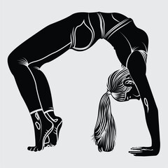 Yoga fitness Women Silhouettes Poses Vector Illustrations