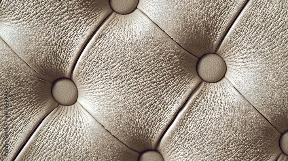 Poster a detailed image of a leather sofa with a round pattern in the center