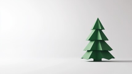 Fototapeta premium Christmas Tree Made of Simple Geometric Shapes on a White Background, Perfect for Modern Holiday Decor.