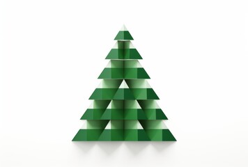 Obraz premium Christmas Tree Made of Simple Geometric Shapes on a White Background, Perfect for Modern Holiday Decor.