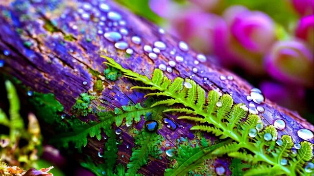 Close-up of a mushroom and a branch with moss growing on it