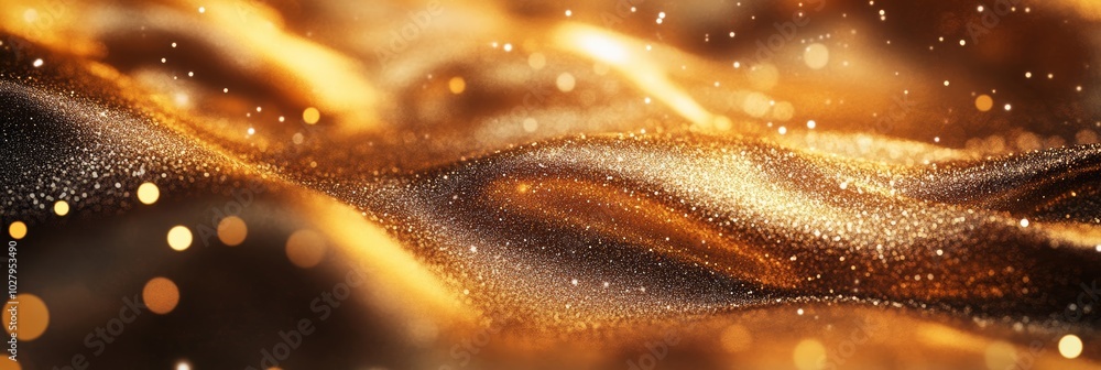 Poster sparkling golden textures and bokeh lights, ideal for christmas and new year festive backgrounds.