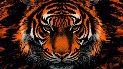 Create a visually striking piece featuring a detailed tiger pattern. 