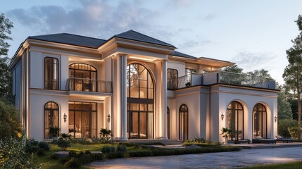 Fototapeta premium Opulent exterior of a newly built home