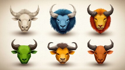Obraz premium Colorful Geometric Animal Heads for Creative Projects