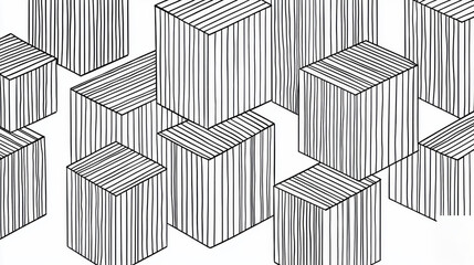 Abstract Black and White Geometric Block Pattern