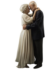 An intimate moment between an elderly man and woman, transparent PNG