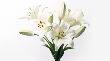 Elegant White Lilies on a White Background