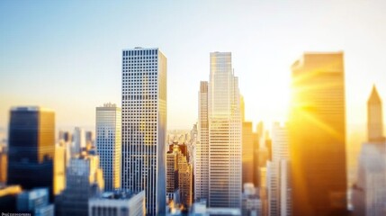 Modern Cityscape with Bright Sunrise Background