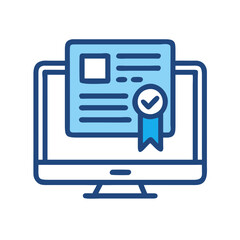 Online certification displayed on computer screen with badge