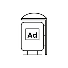 Bus stop shelter ad icon flat line symbol set.