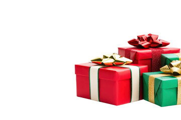 Obraz premium Colorful gift boxes with decorative bows on a white isolated background. isolated on transparent background.