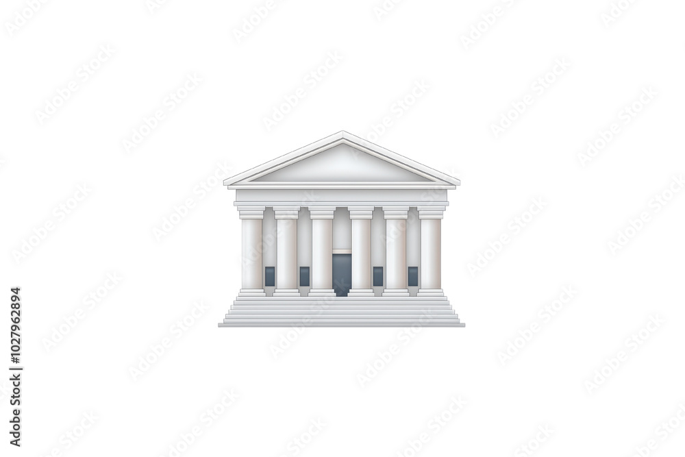 Aufkleber elegant classical building with columns and pediment, isolated on white background. isolated on tran