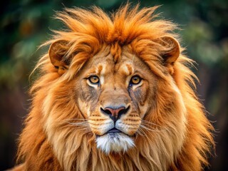 Fototapeta premium Adorable Orange Smiling Lion Walking Isolated on White Background - Cute Animal Photography, Wildlife Portrait, Nature, and Animal Conservation