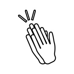 Fototapeta premium Clapping hands flat line symbol set.