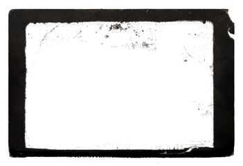 Vintage photo paper art template with torn and burned edge, dirt, dust and scratches isolated on transparent background, png image