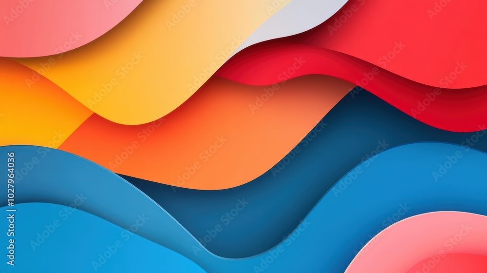Poster multicolored abstract wavy layers on a flat background. graphic design in vibrant color gradient.