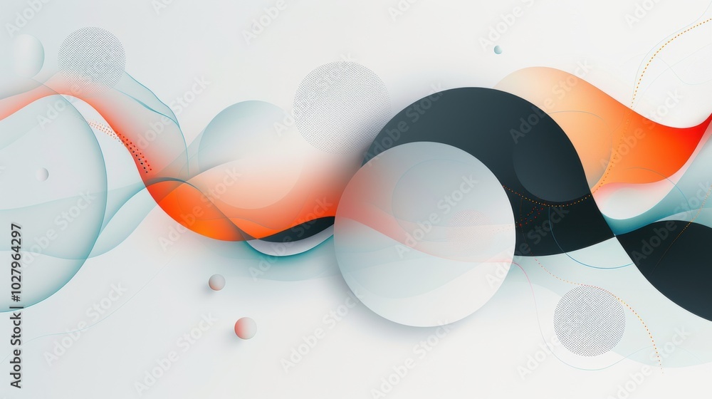 Poster abstract fluid shapes with gradient colors and dotted texture.