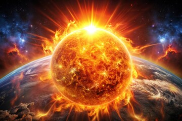 Obraz premium Captivating Solar Flare Eruption: A Dramatic Display of Celestial Power and Energy in Space Imagery