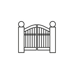 Gate icon flat line symbol set.