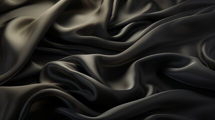 Obraz premium Abstract background of a semitransparent silk fabric of black color.