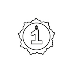 Happy first birthday icon flat line symbol set.