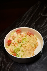 Delicious Fresh Shrimp Salad Featuring Crisp Vegetables and Tasty Cheddar for a Gourmet Experience